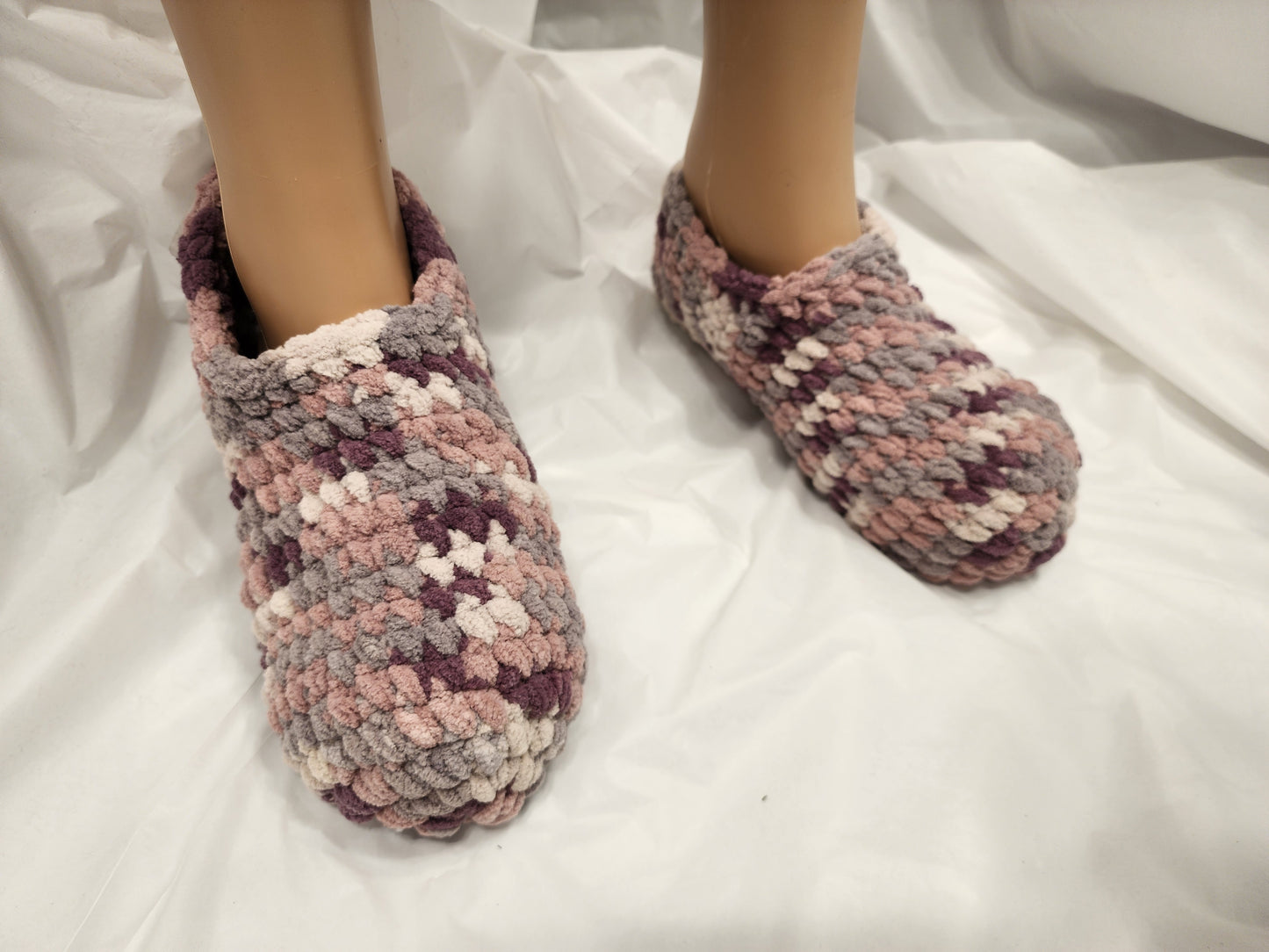 Handmade Crochet Slipper (Mauve/Purple/Grey)