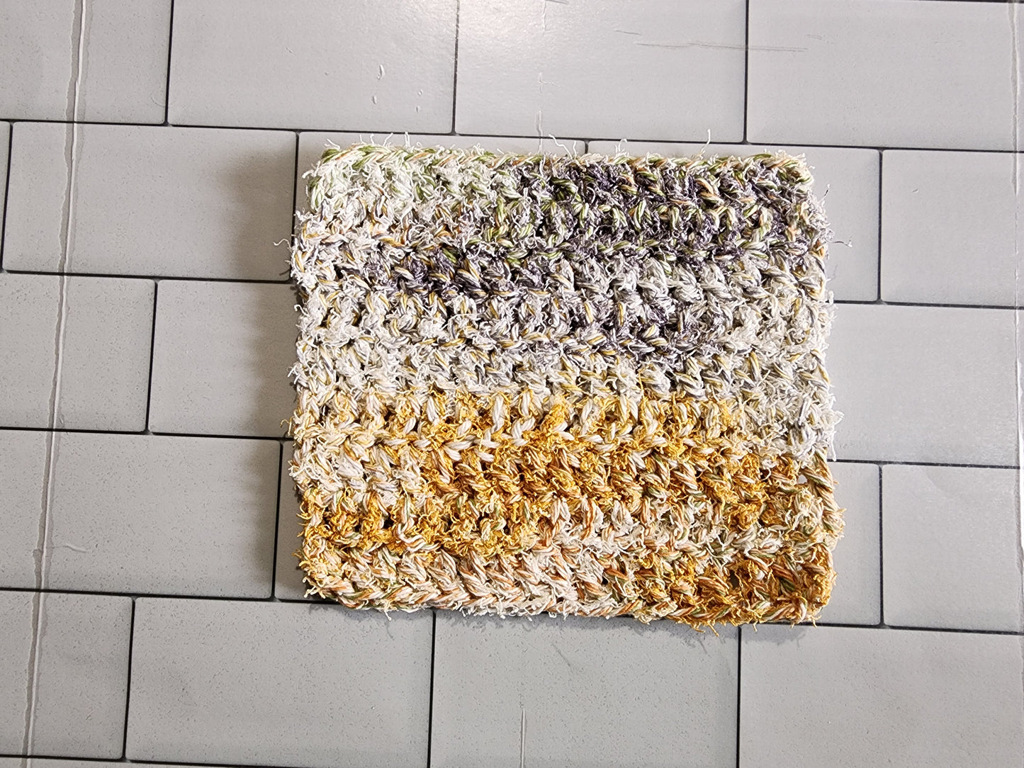 Handmade Crochet Kitchen Dish Scrubbie Heavy Duty (Grey/Green/Oange/White)