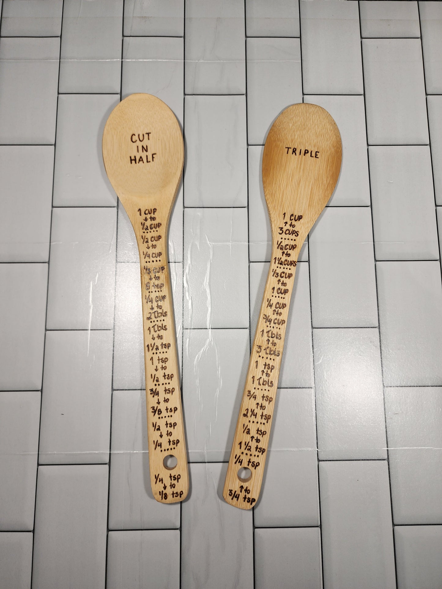 Freehand Woodburned (Recipe Conversions) Wooden Bamboo Spoon Utencil