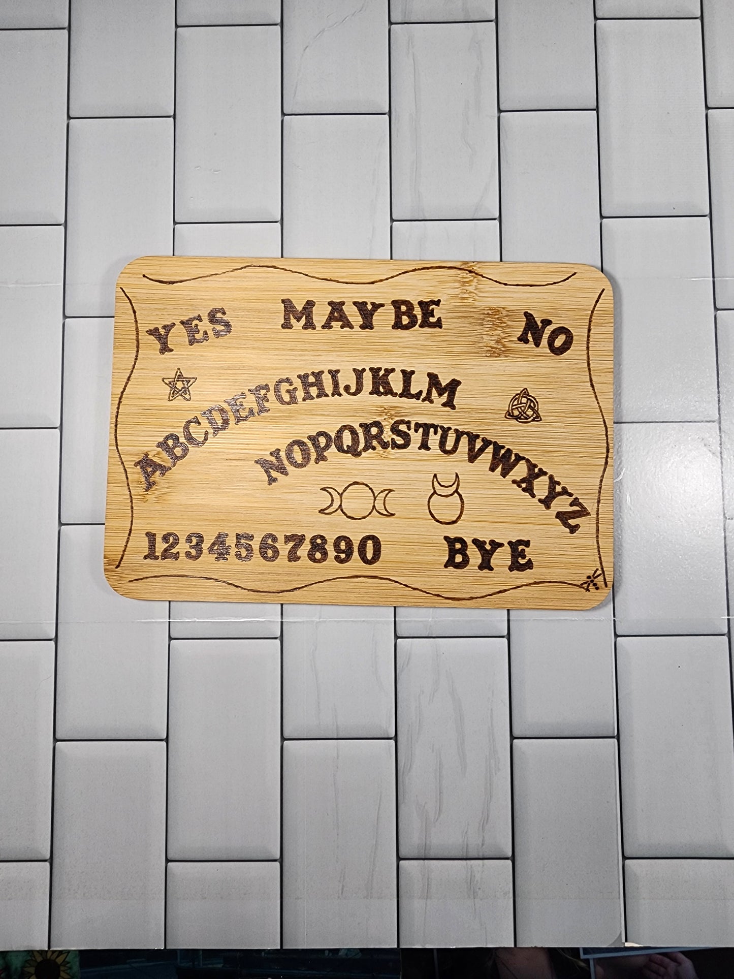 Freehand Woodburned Ouija Board Bamboo Cutting Board