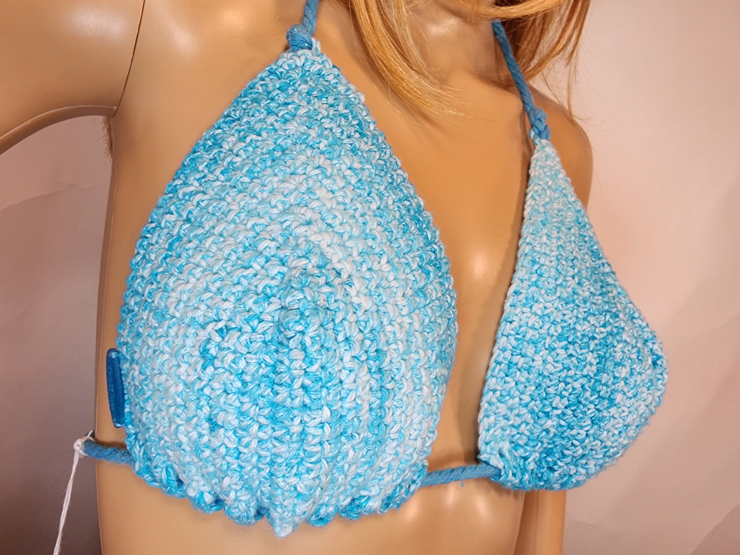 Handmade Crochet Bikini Swim Top (Auqa Blue)