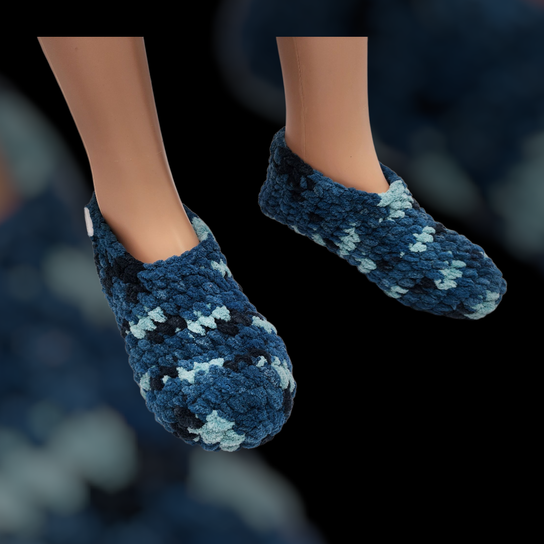 Handmade Crochet Slipper (Teal Blue)