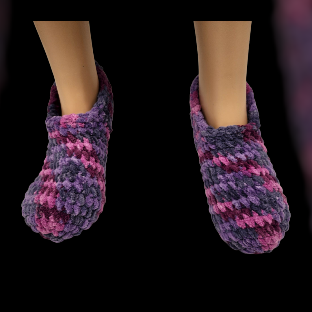 Handmade Crochet Slipper (Purple/Pink)