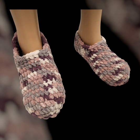 Handmade Crochet Slipper (Mauve/Purple/Grey)