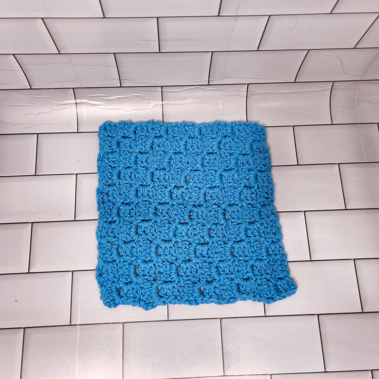 Handmade Crochet Dishcloth (Aqua Blue)