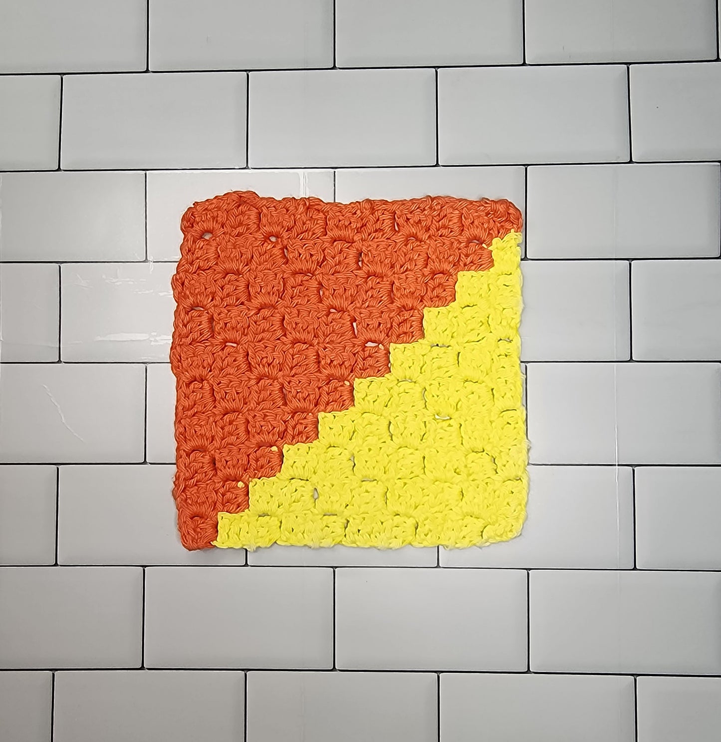 Handmade Crochet Dishcloth (Orange/Yellow)