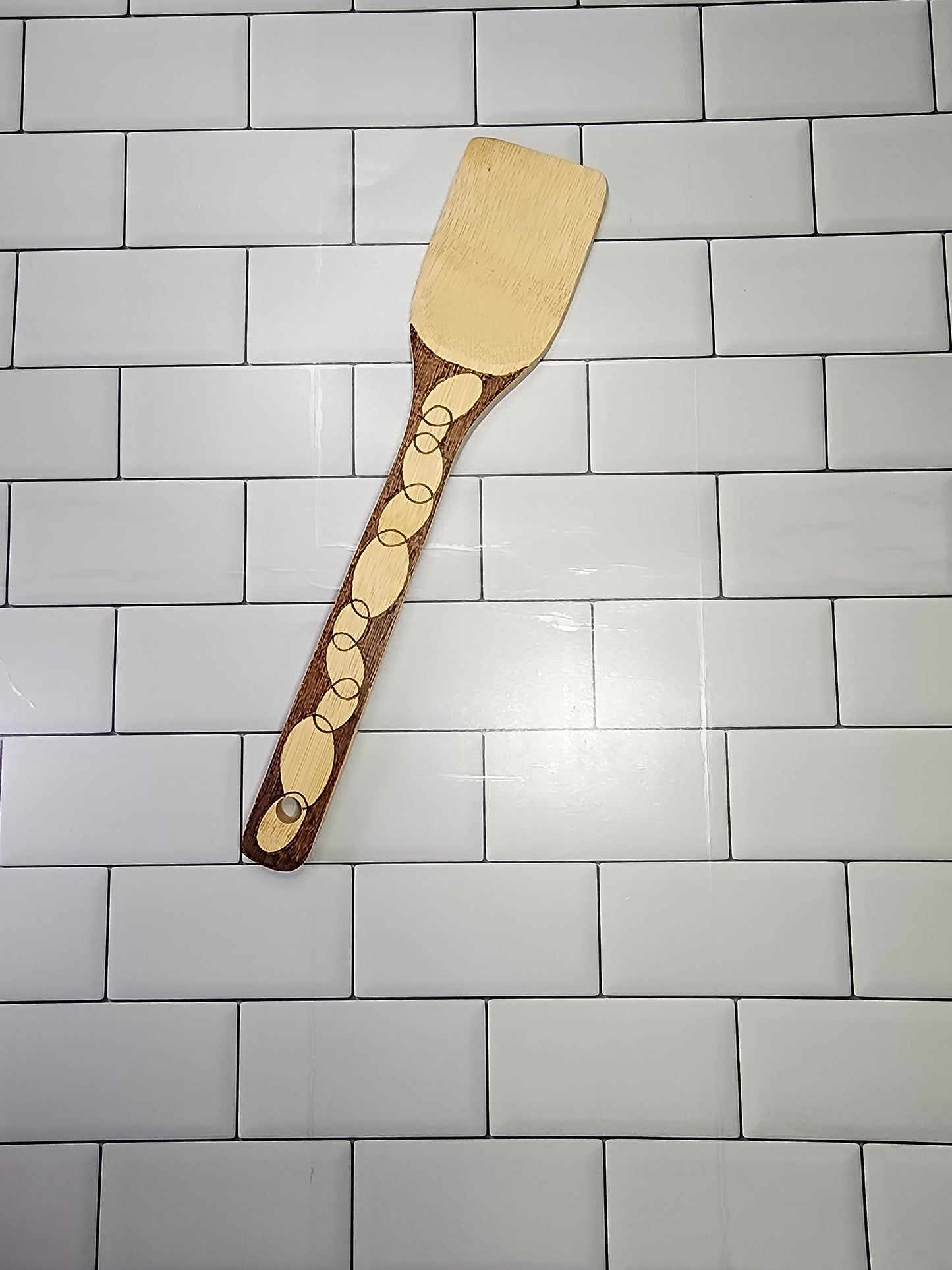 Freehand Woodburned Wooden Bamboo Spatula Utencil