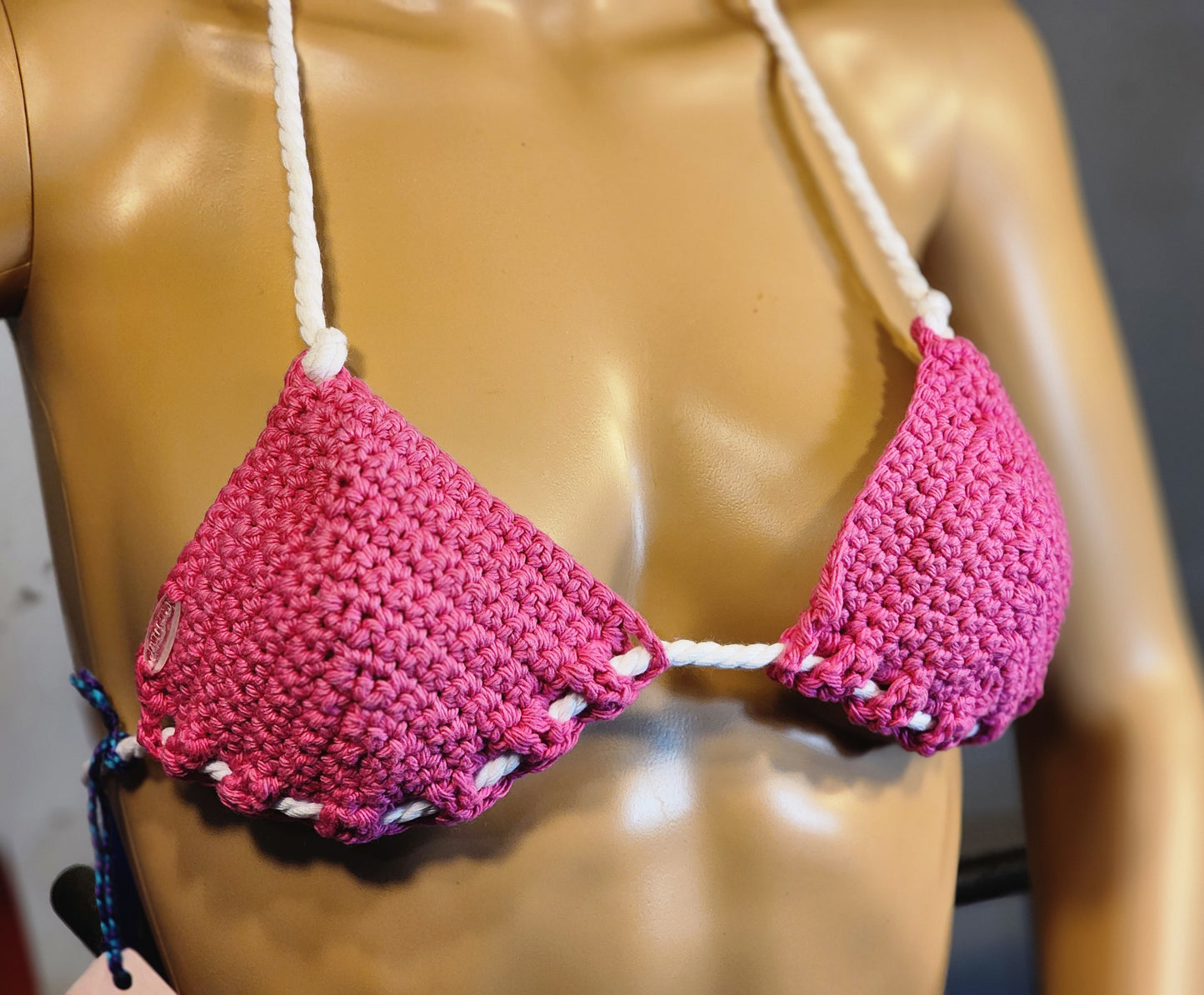 Handmade Crochet Bikini Swim Top (Pink)