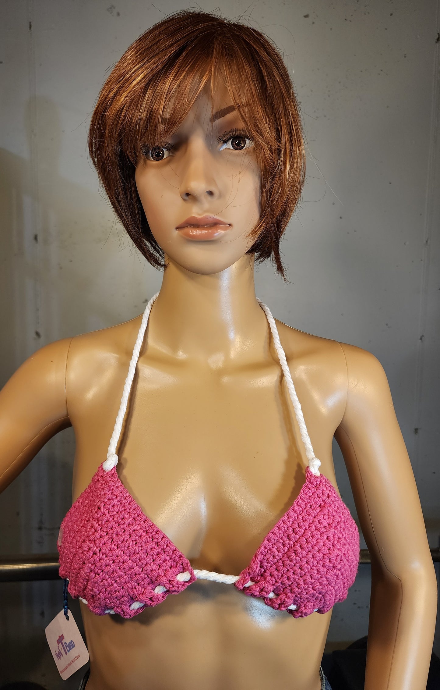 Handmade Crochet Bikini Swim Top (Pink)