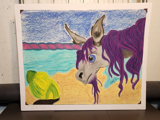 Unicorn Beach - Freehand Original Artwork - Pastel