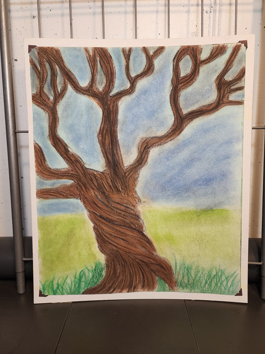 Twisted Tree - Freehand Original Artwork - Pastel