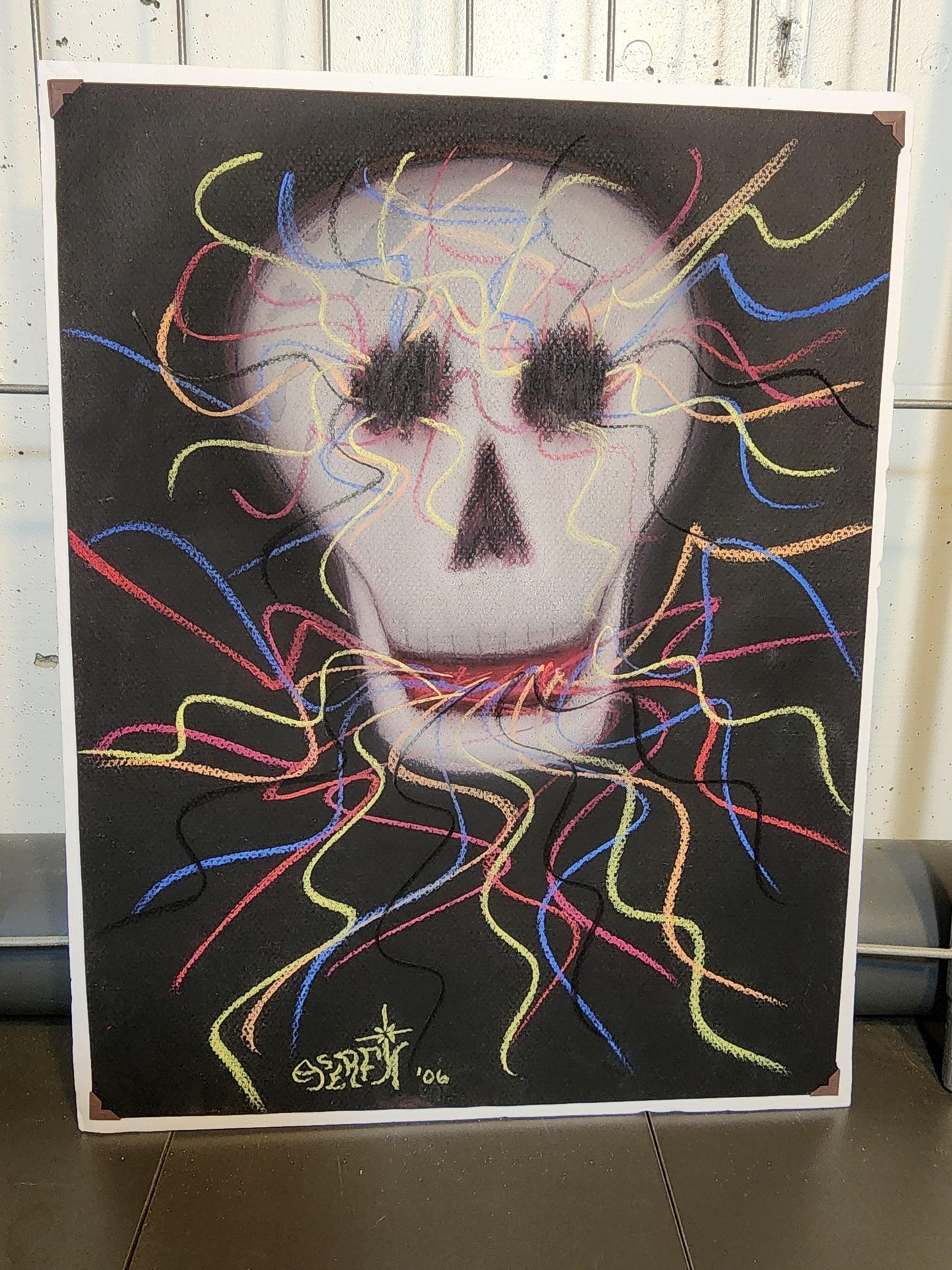 Skull Burst - Freehand Original Artwork - Pastel