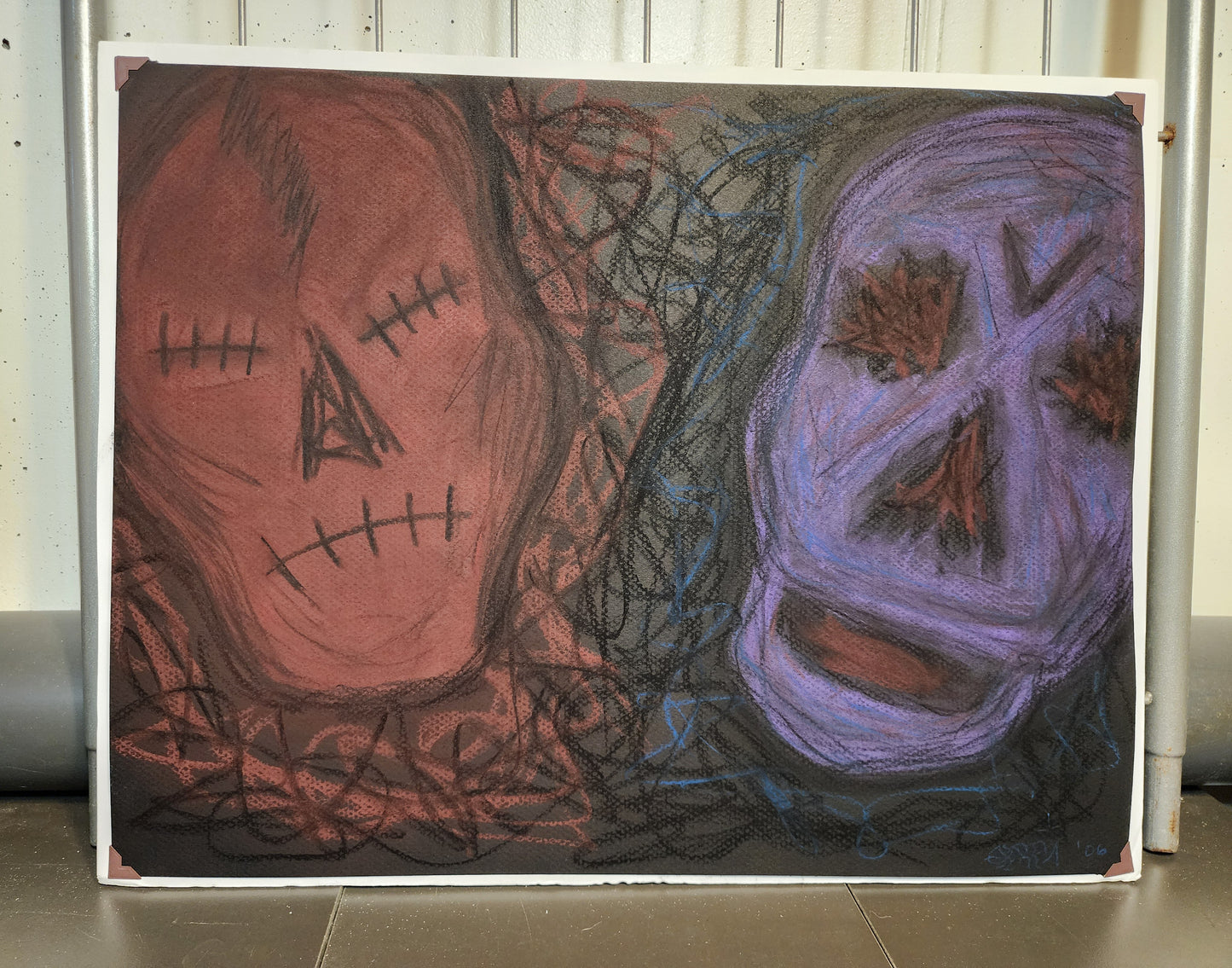 Theater Skulls - Freehand Original Artwork - Pastel