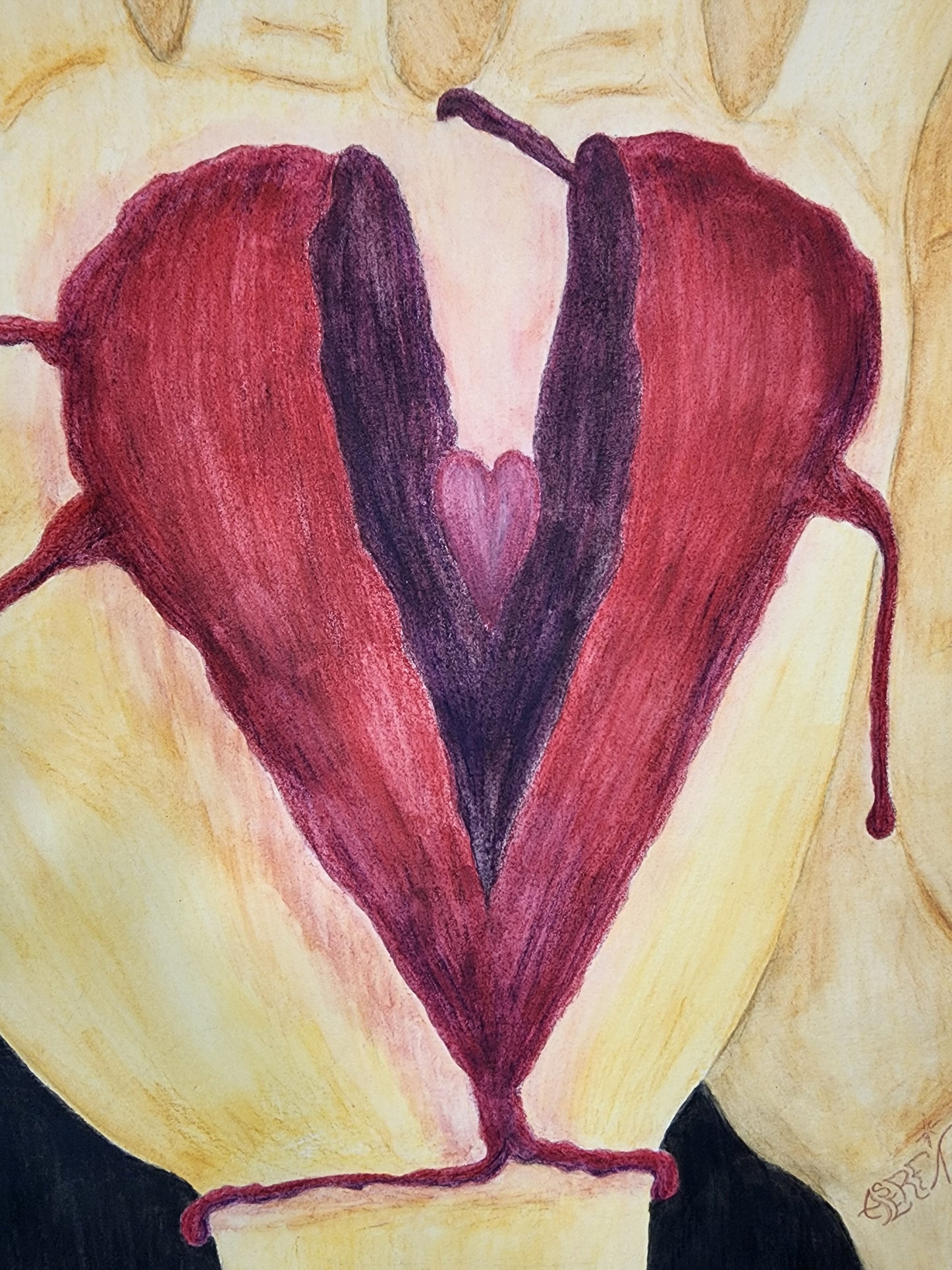 Heart In Hand - Freehand Original Artwork - Watercolor