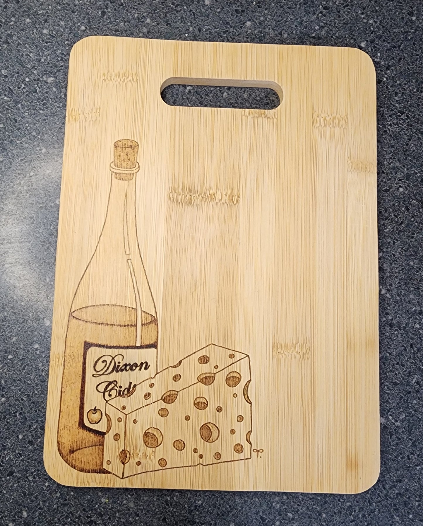 Freehand Woodburned Wine and Cheese Bamboo Cutting Board (Custom Order Only)