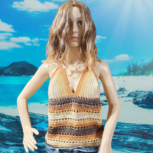 Handmade Crochet Tank Top *The Original Shelly* (Tan/Brown) (Custom Order Only)