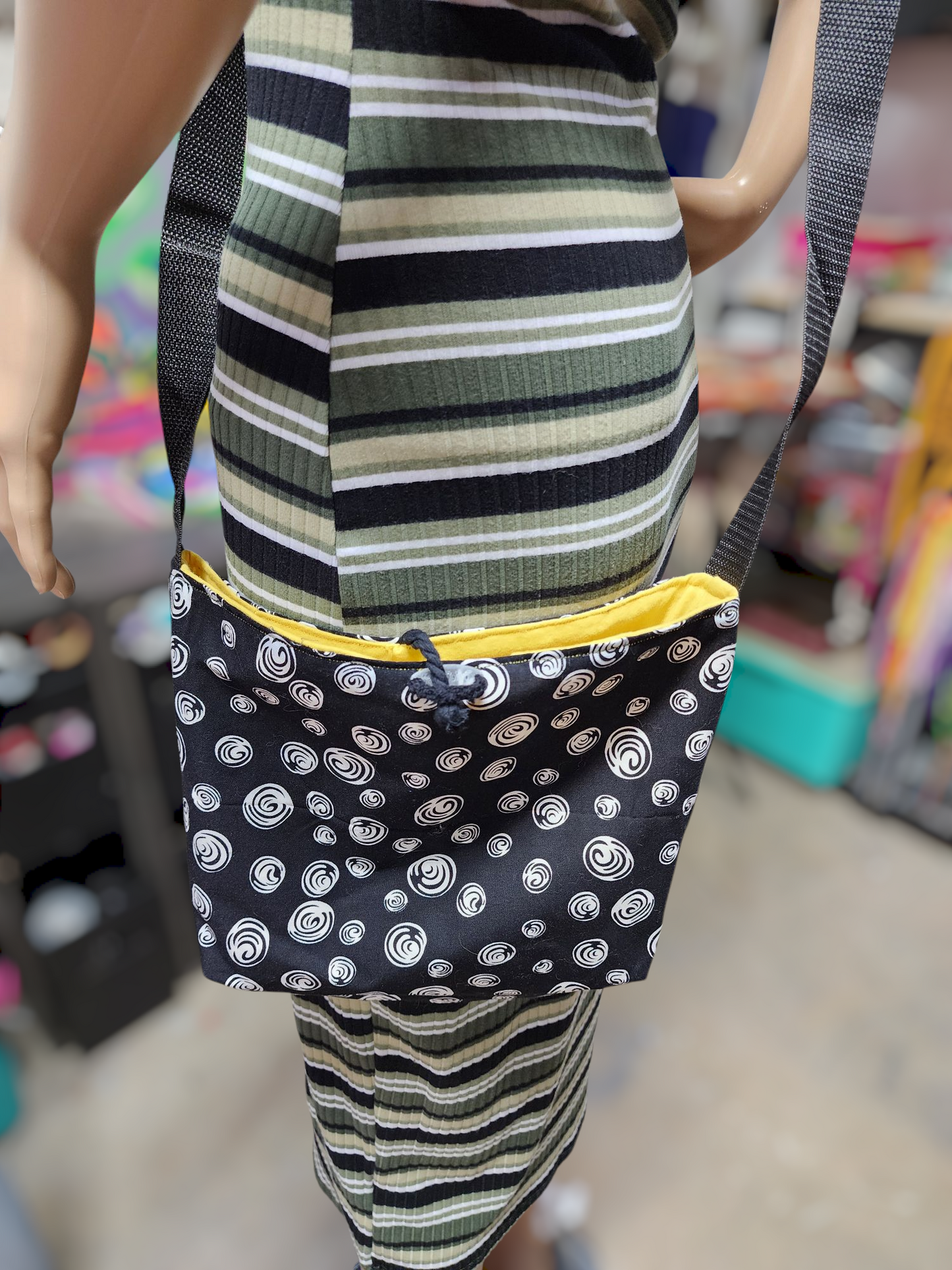 Handmade Hippie Boho Reversible Crossbody Bag (Geometric Print)