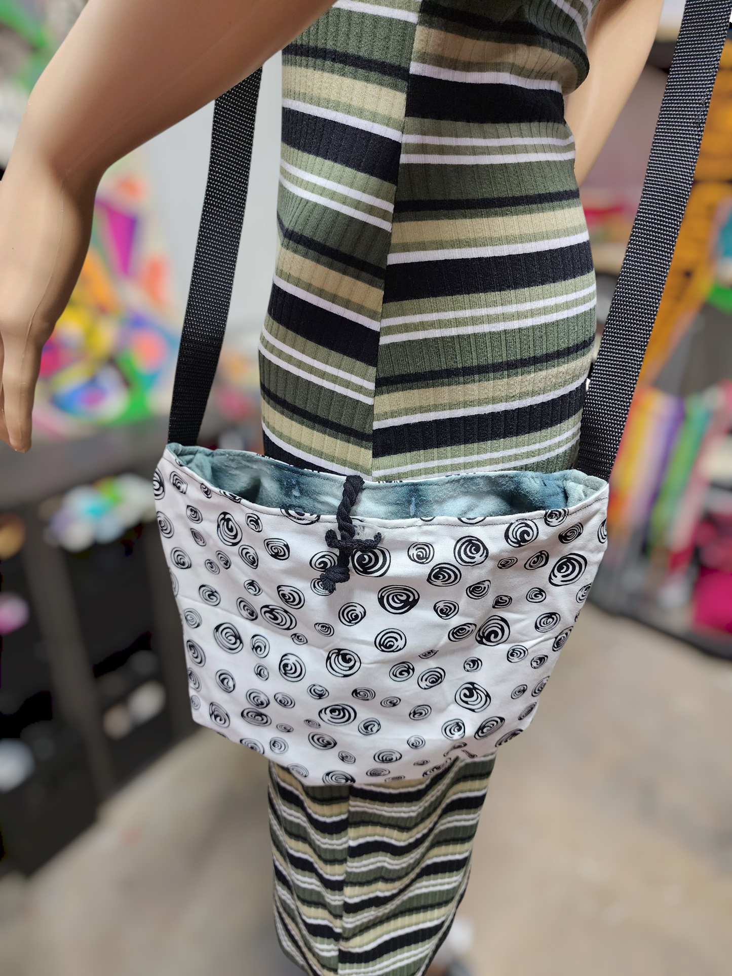 Handmade Hippie Boho Reversible Crossbody Bag (Geometric Print)