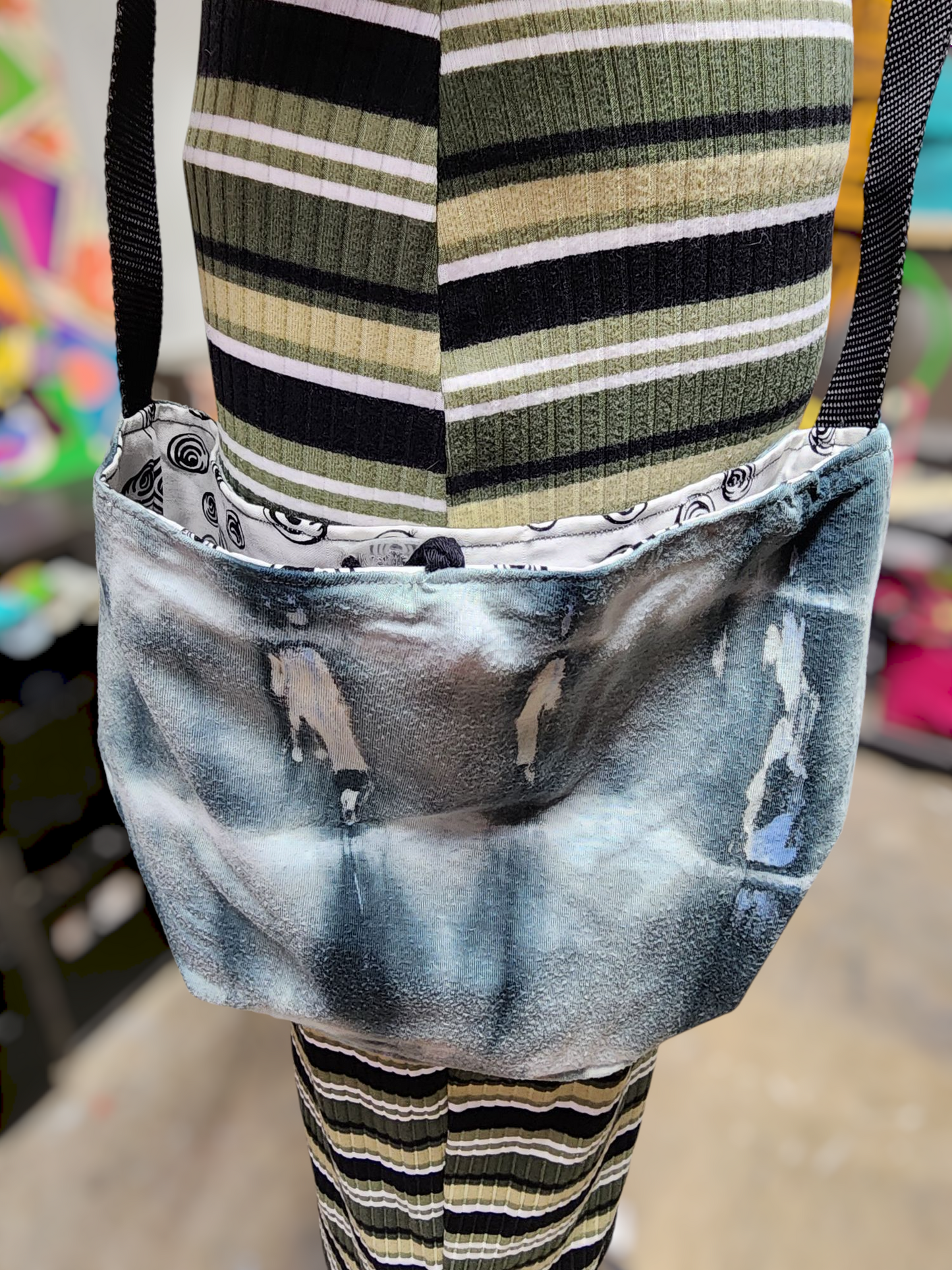 Handmade Hippie Boho Reversible Crossbody Bag (Geometric Print)