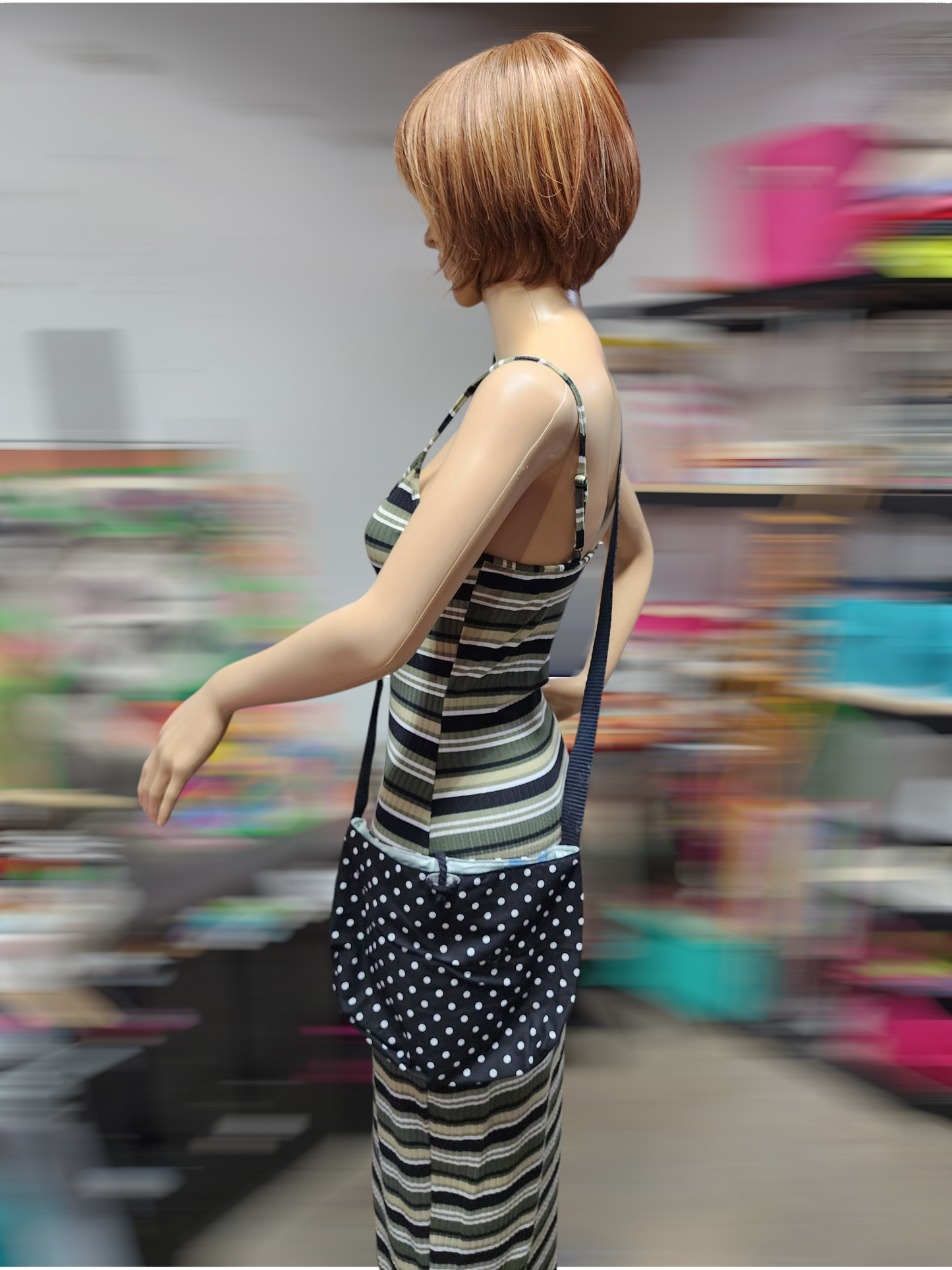 Handmade Hippie Boho Reversible Crossbody Bag (Polka Dot Print)