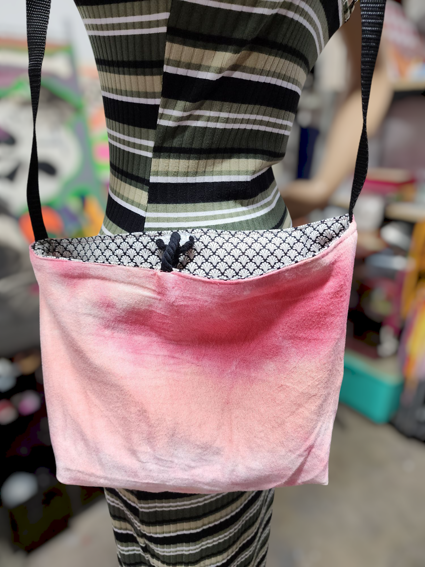 Handmade Hippie Boho Reversible Crossbody Bag (Geometric Print)