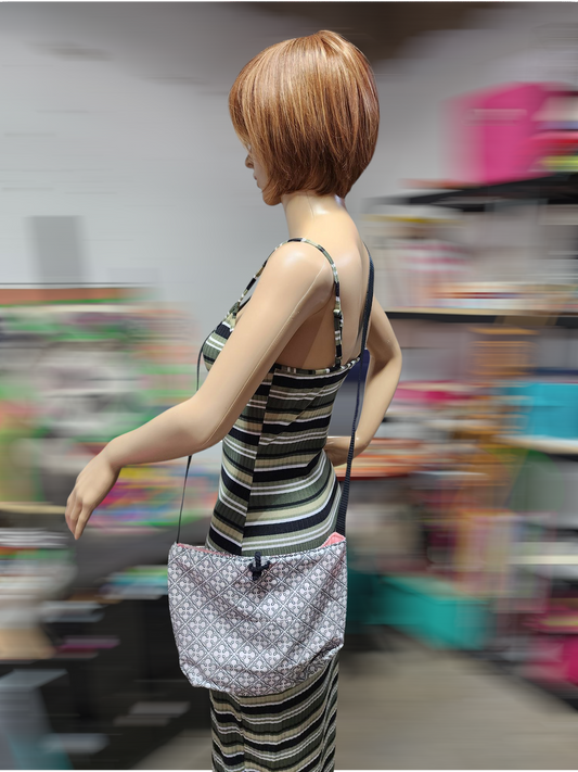 Handmade Hippie Boho Reversible Crossbody Bag (Geometric Print)