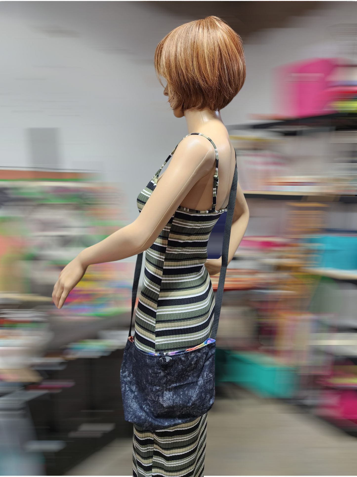 Handmade Hippie Boho Reversible Crossbody Bag (Faded Jean Print)