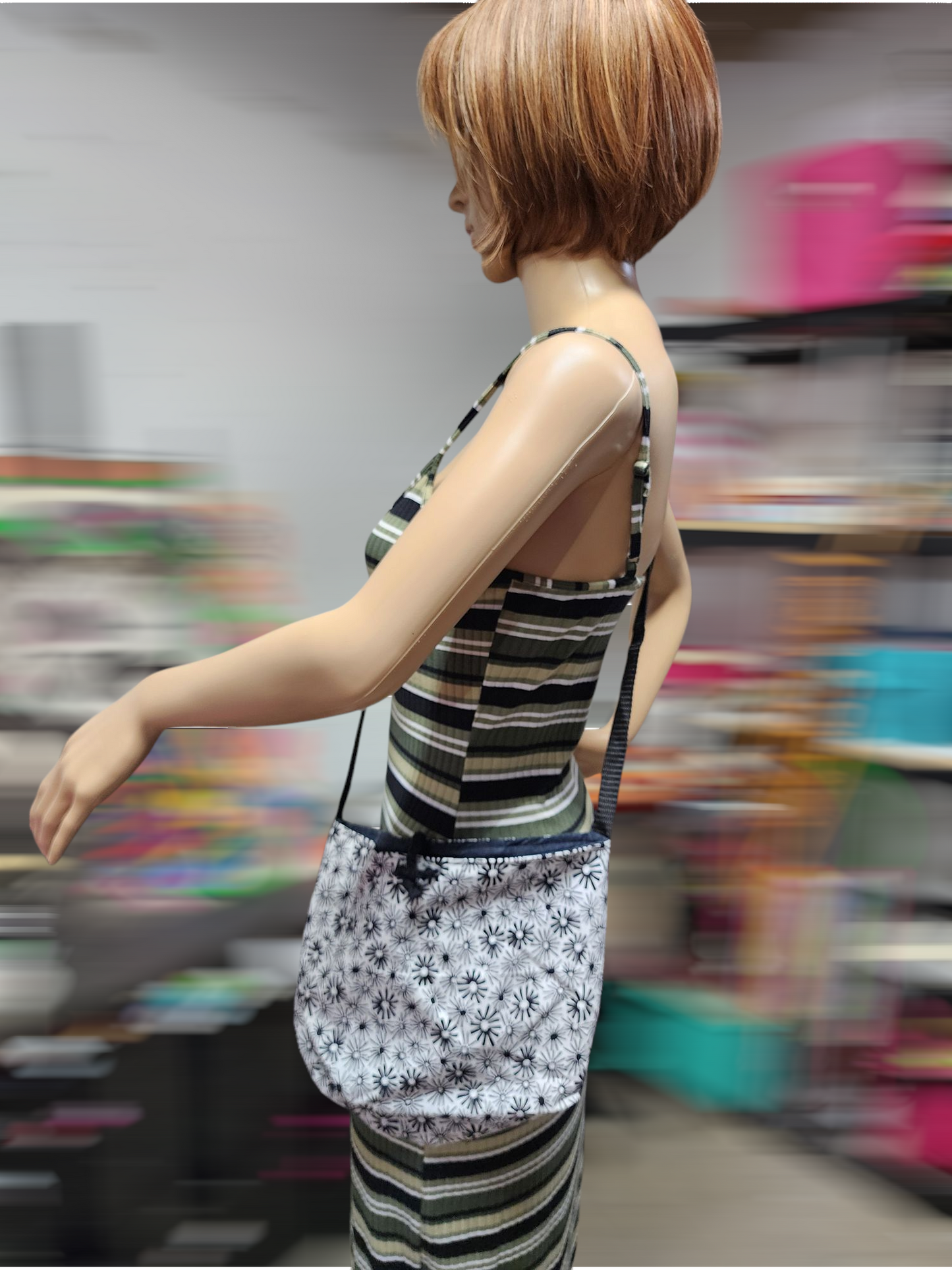 Handmade Hippie Boho Reversible Crossbody Bag (Flower Print)