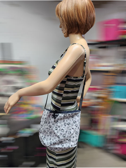 Handmade Hippie Boho Reversible Crossbody Bag (Flower Print)