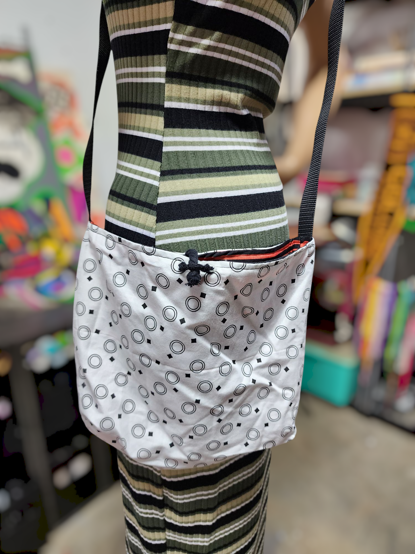 Handmade Hippie Boho Reversible Crossbody Bag (Geometric Print)