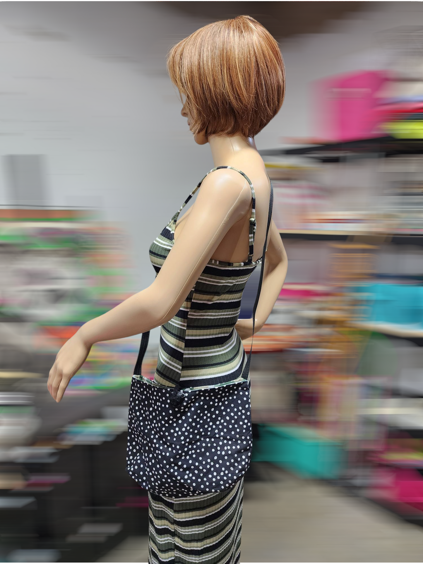 Handmade Hippie Boho Reversible Crossbody Bag (Polka Dot Print)