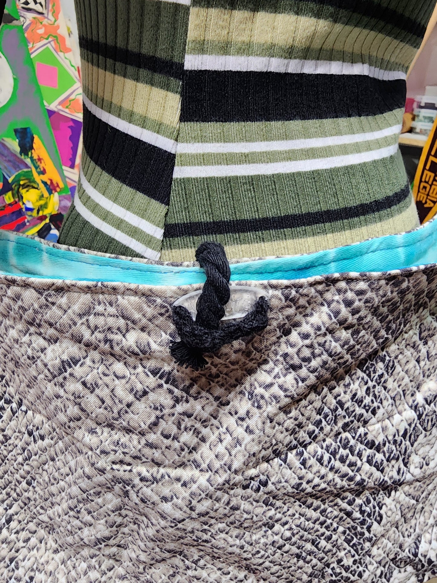 Handmade Hippie Boho Reversible Crossbody Bag (Snakeskin Print)