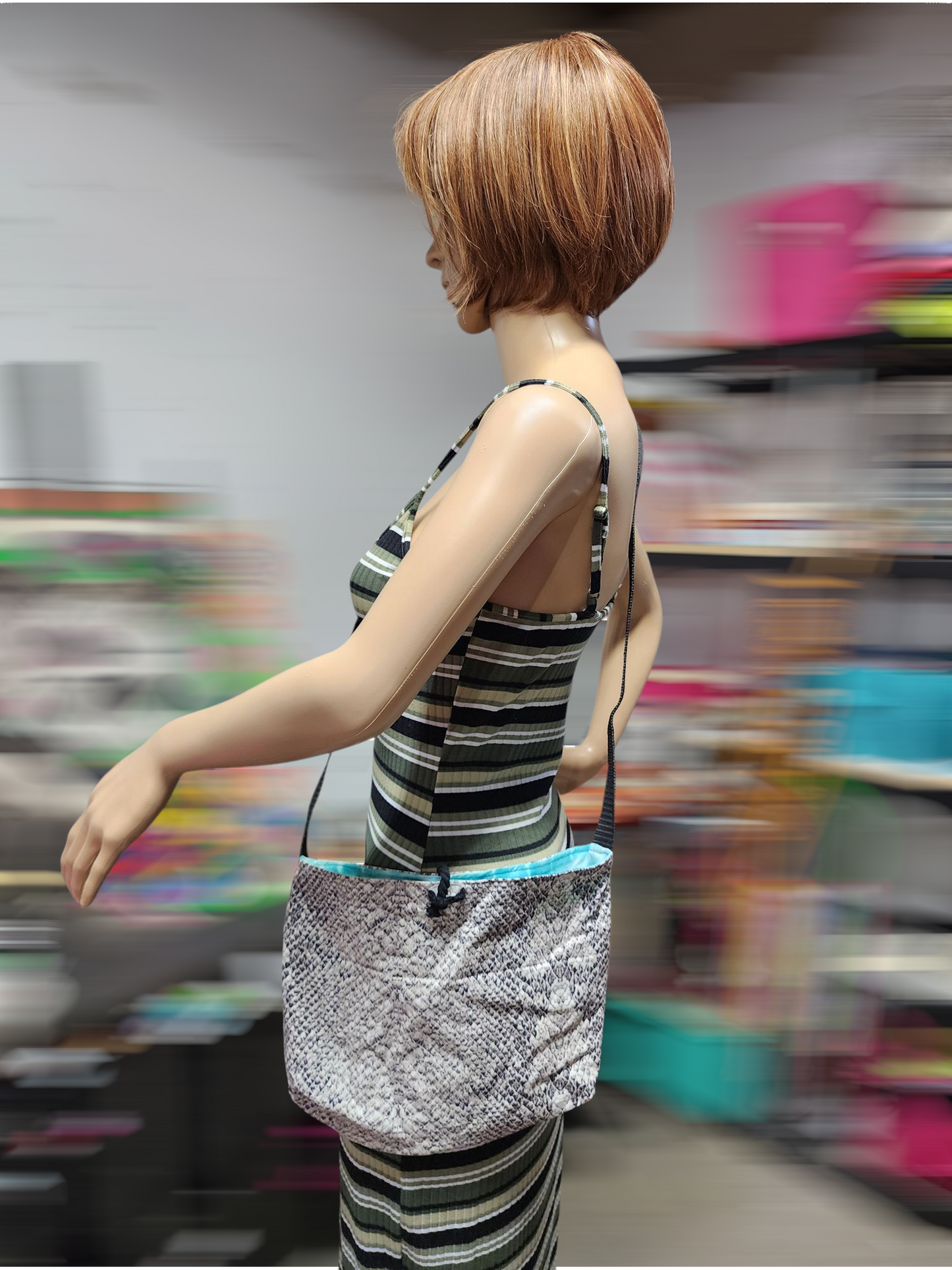 Handmade Hippie Boho Reversible Crossbody Bag (Snakeskin Print)