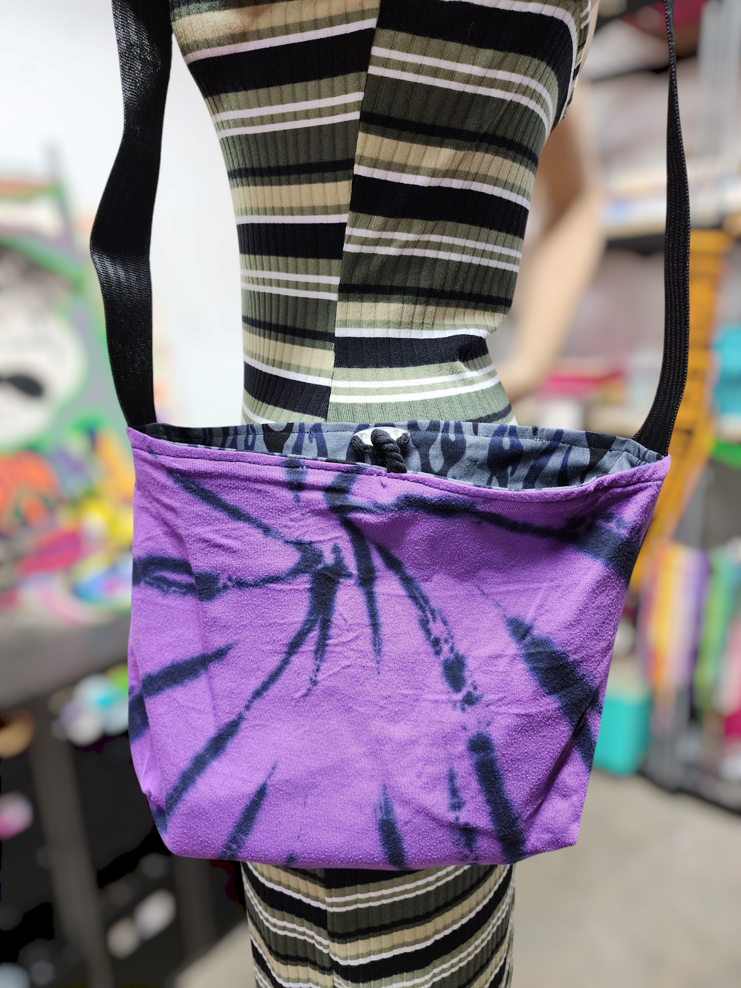 Handmade Hippie Boho Reversible Crossbody Bag (Flame Print)