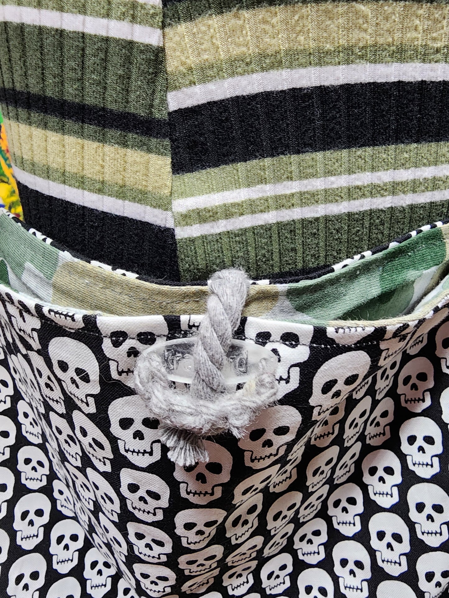 Handmade Hippie Boho Reversible Crossbody Bag (Skull Print)