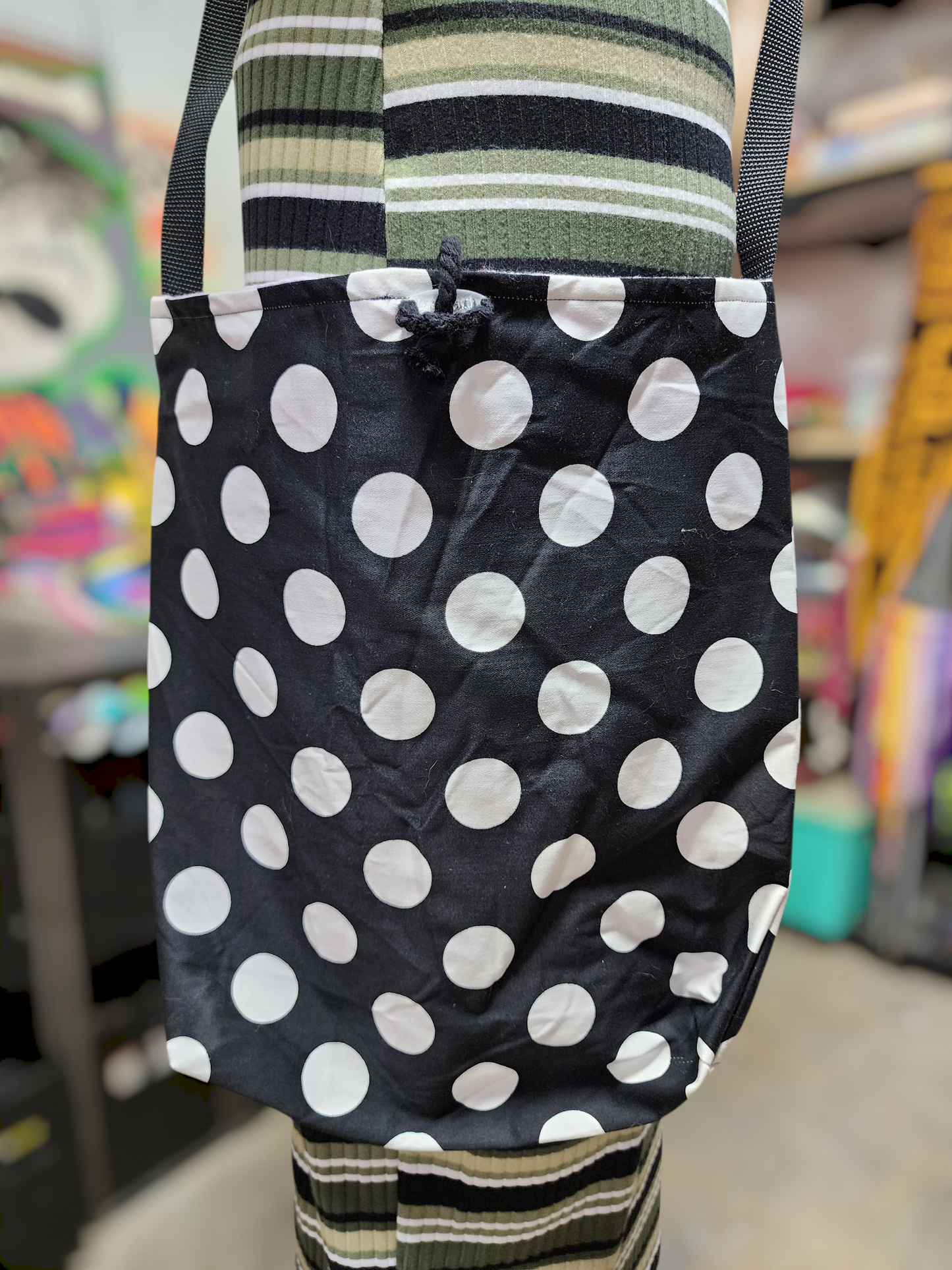 Handmade Hippie Boho Reversible Crossbody Bag (Polka Dot Print)