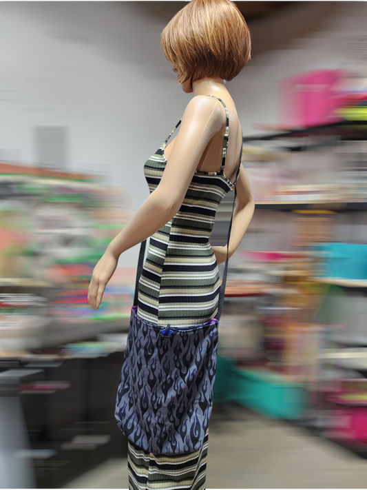 Handmade Hippie Boho Reversible Crossbody Bag (Flame Print)