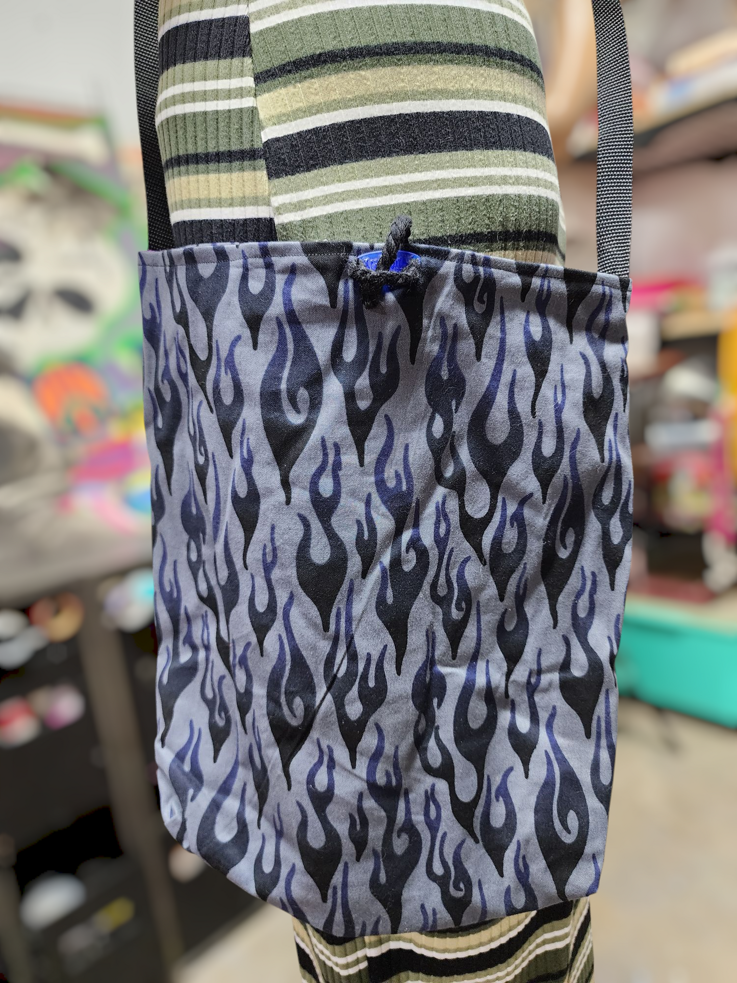 Handmade Hippie Boho Reversible Crossbody Bag (Flame Print)