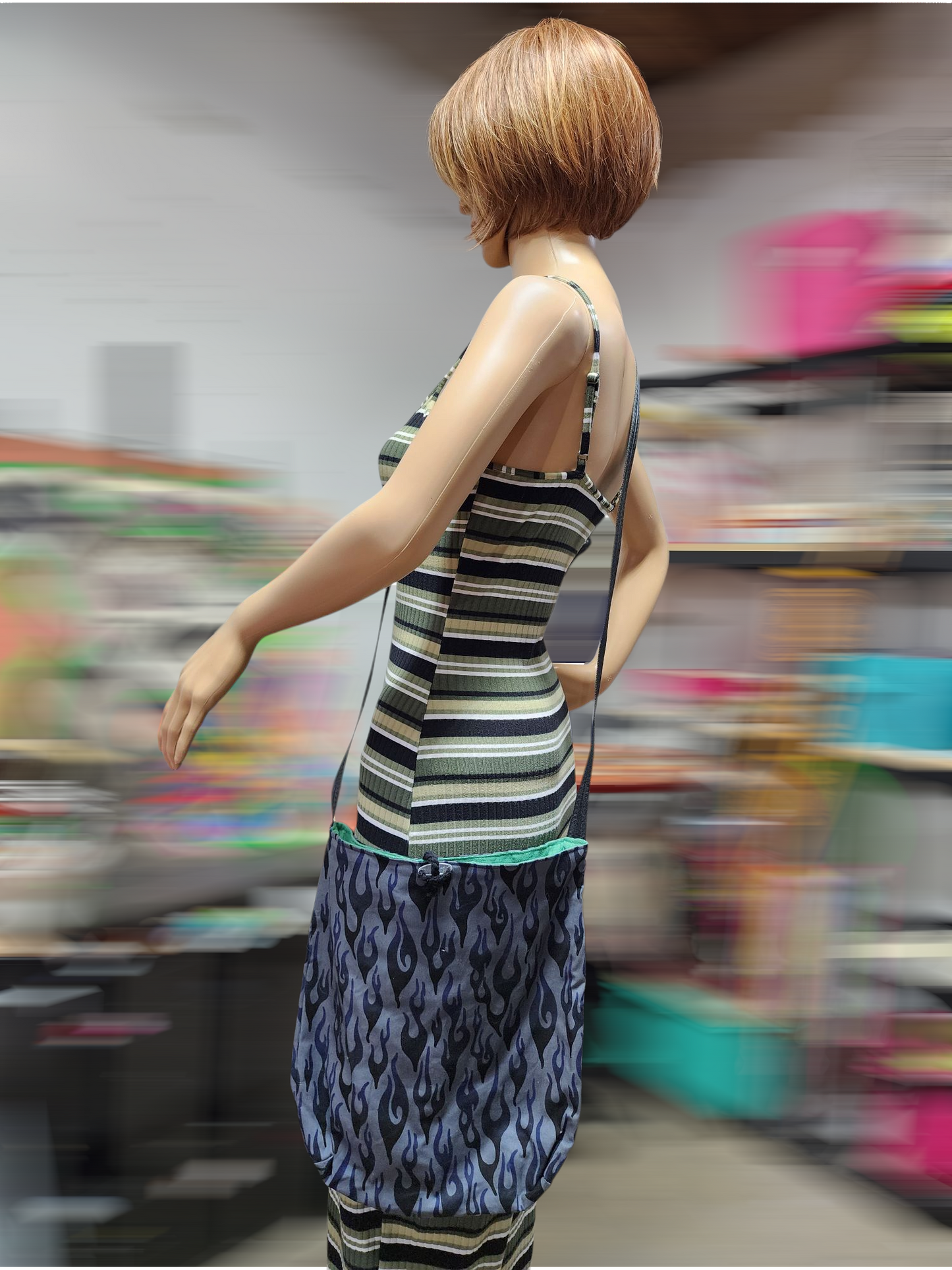 Handmade Hippie Boho Reversible Crossbody Bag (Flame Print)