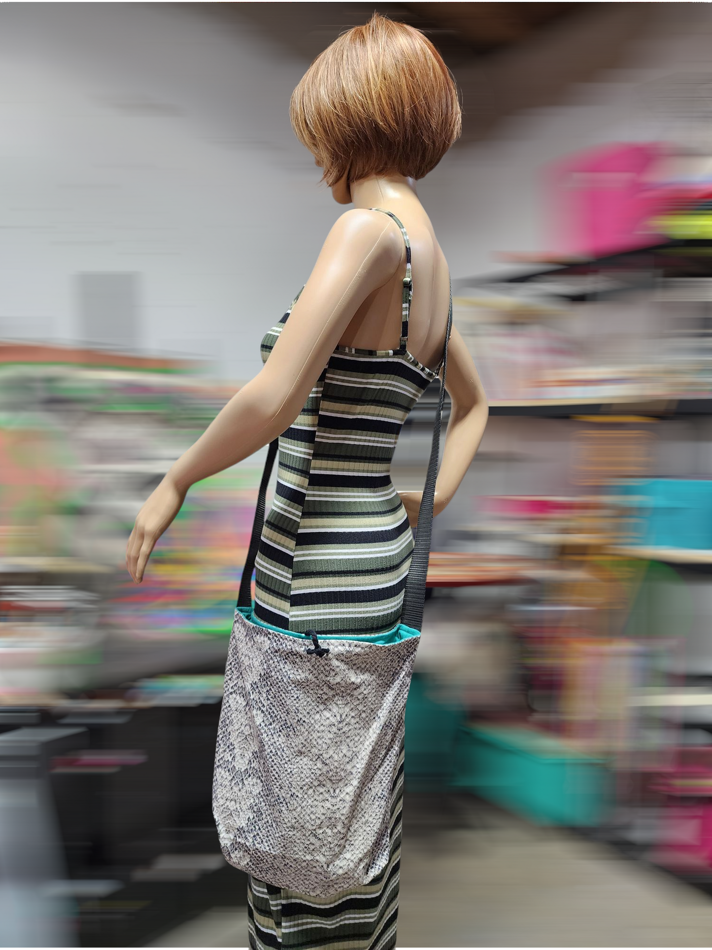 Handmade Hippie Boho Reversible Crossbody Bag (Snakeskin Print)