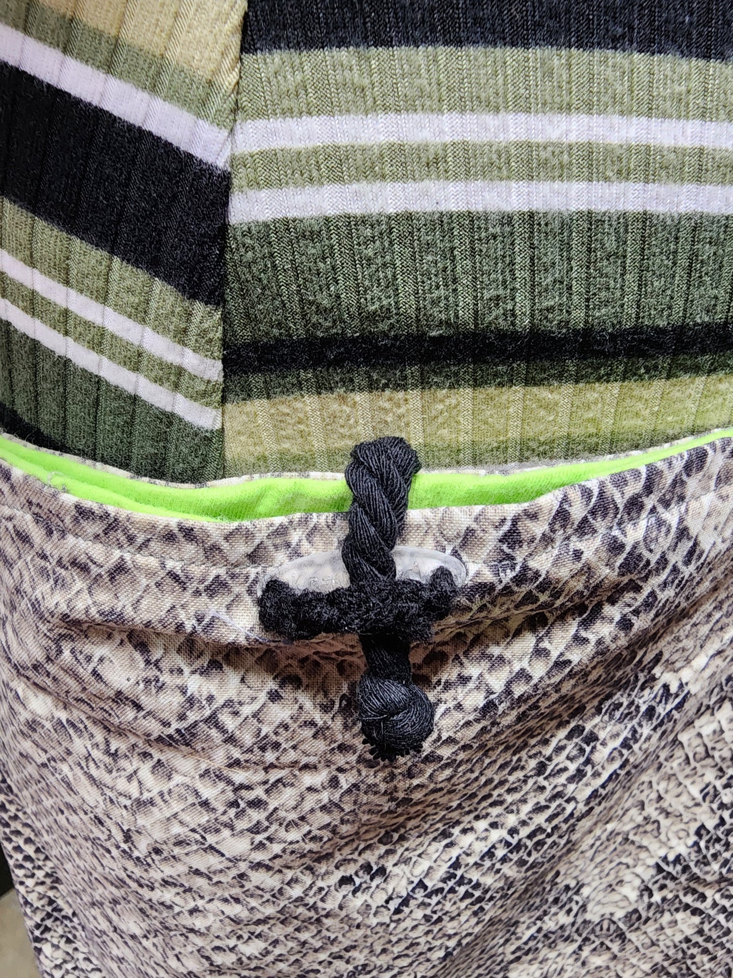 Handmade Hippie Boho Reversible Crossbody Bag (Snakeskin Print)