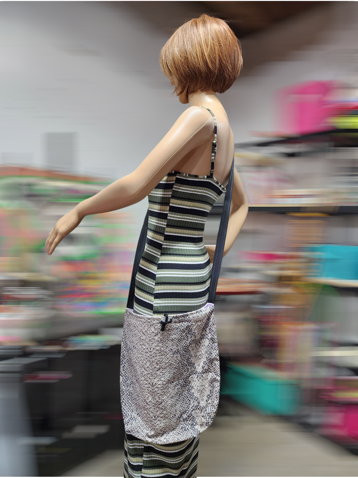 Handmade Hippie Boho Reversible Crossbody Bag (Snakeskin Print)