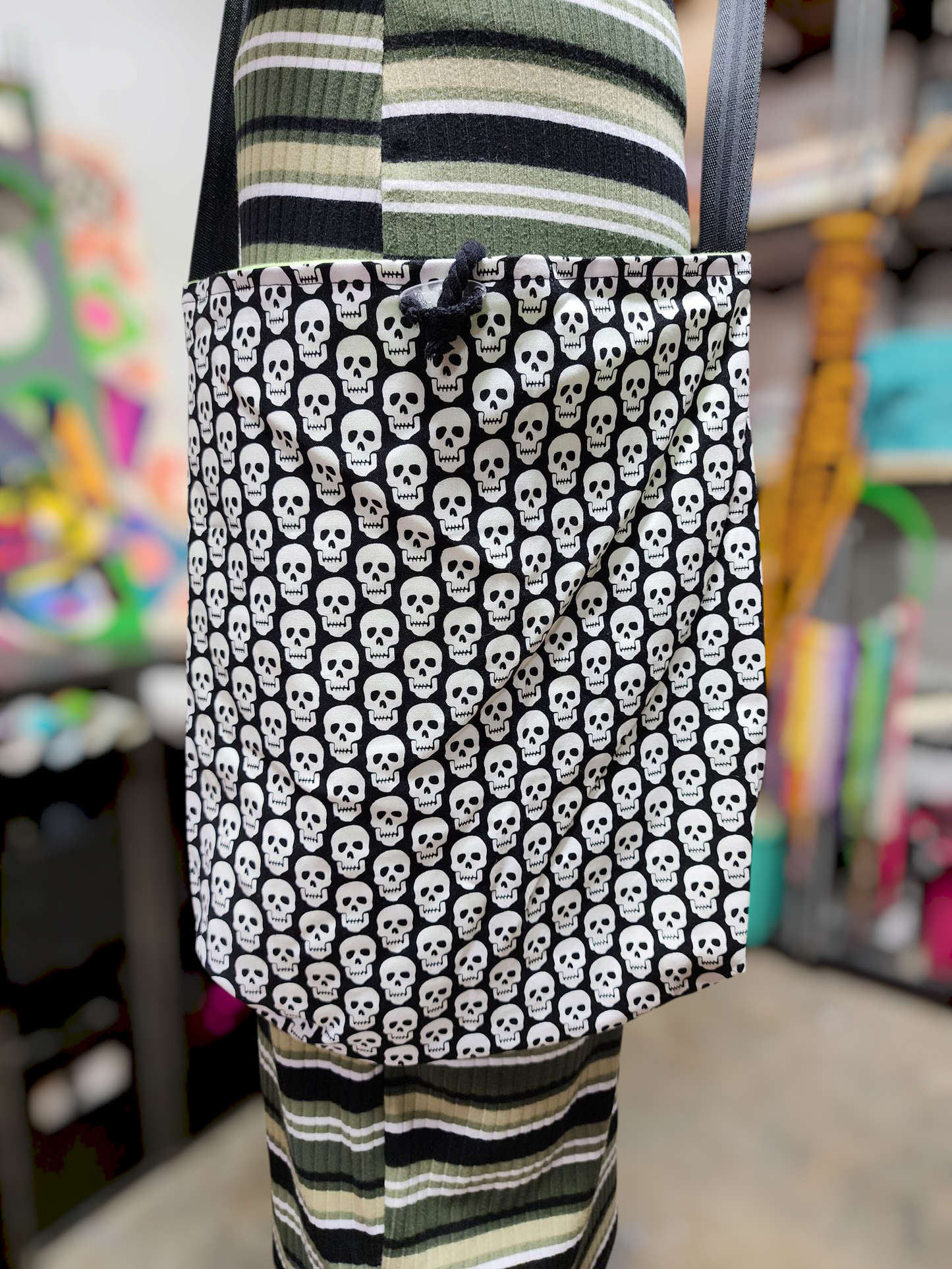 Handmade Hippie Boho Reversible Crossbody Bag (Skull Print)