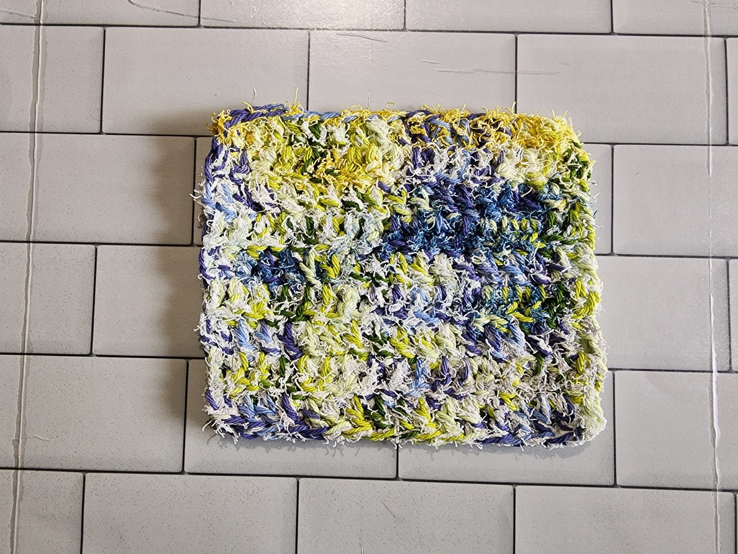 Handmade Crochet Kitchen Dish Scrubbie Heavy Duty (Blue/Green/Yellow/White)