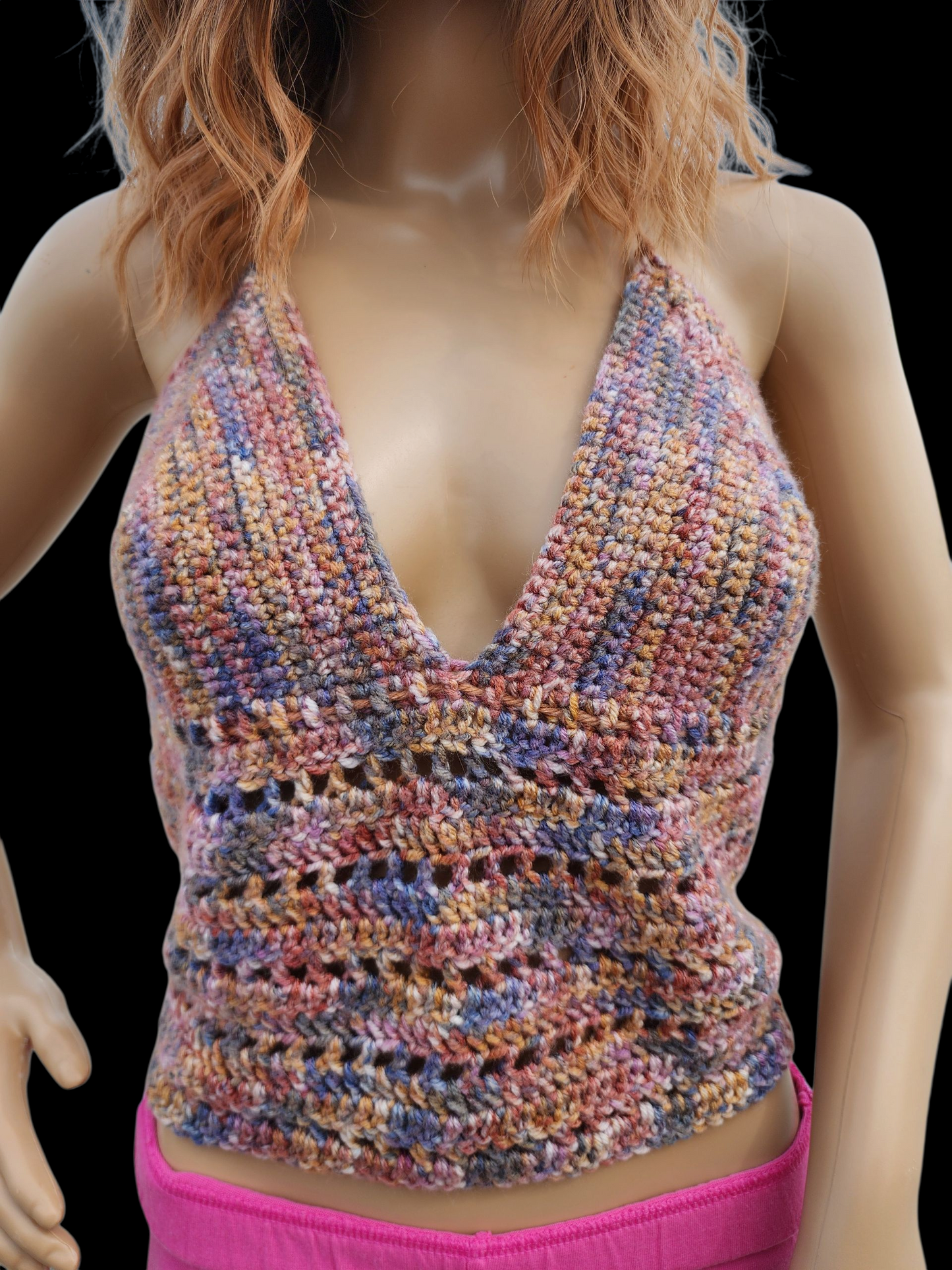 Handmade Crochet Tank Top *The Shelly* (Tan/Blue)