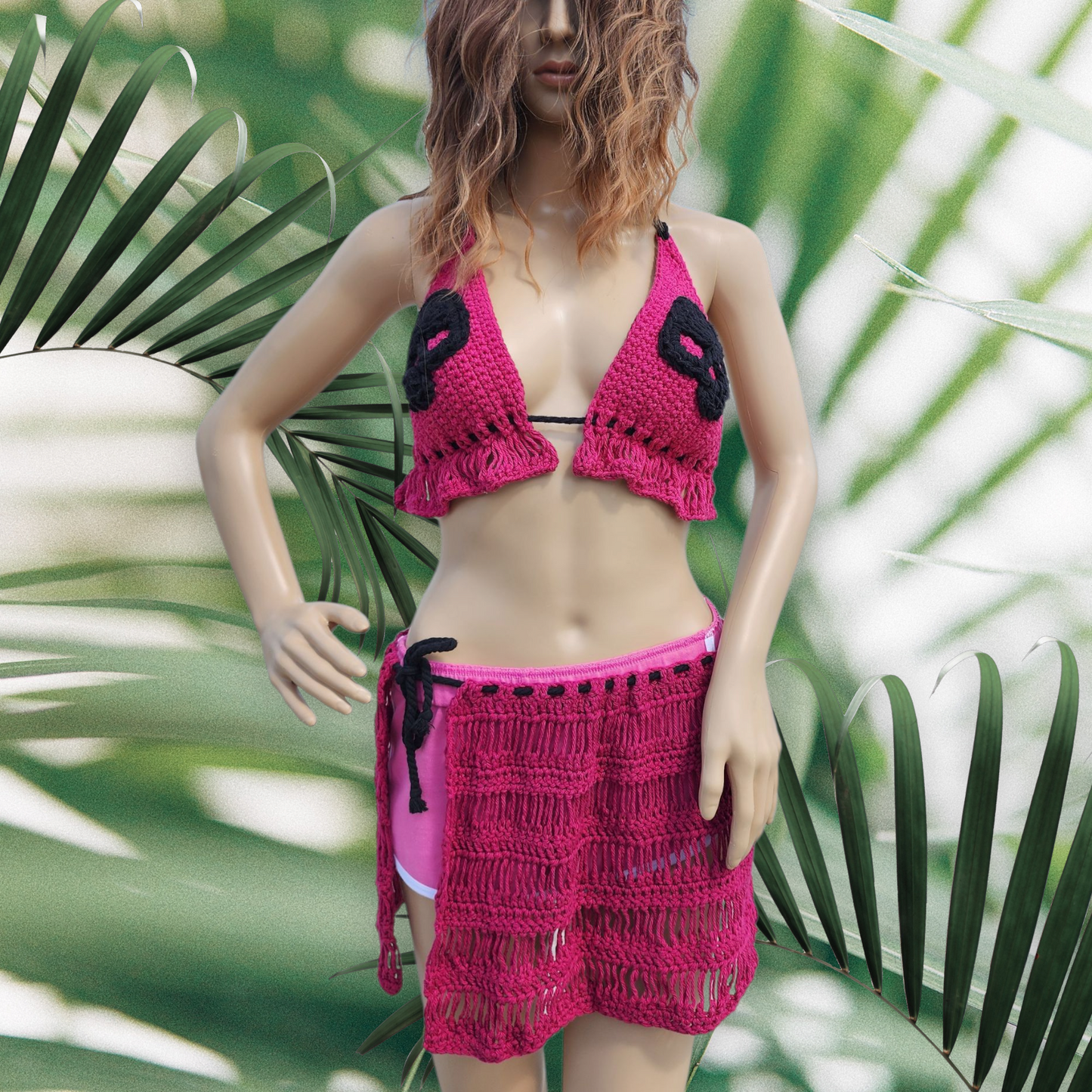 Handmade Crochet Flapperkini Bikini Swim Top and Sarong Set (Custom Order Only)