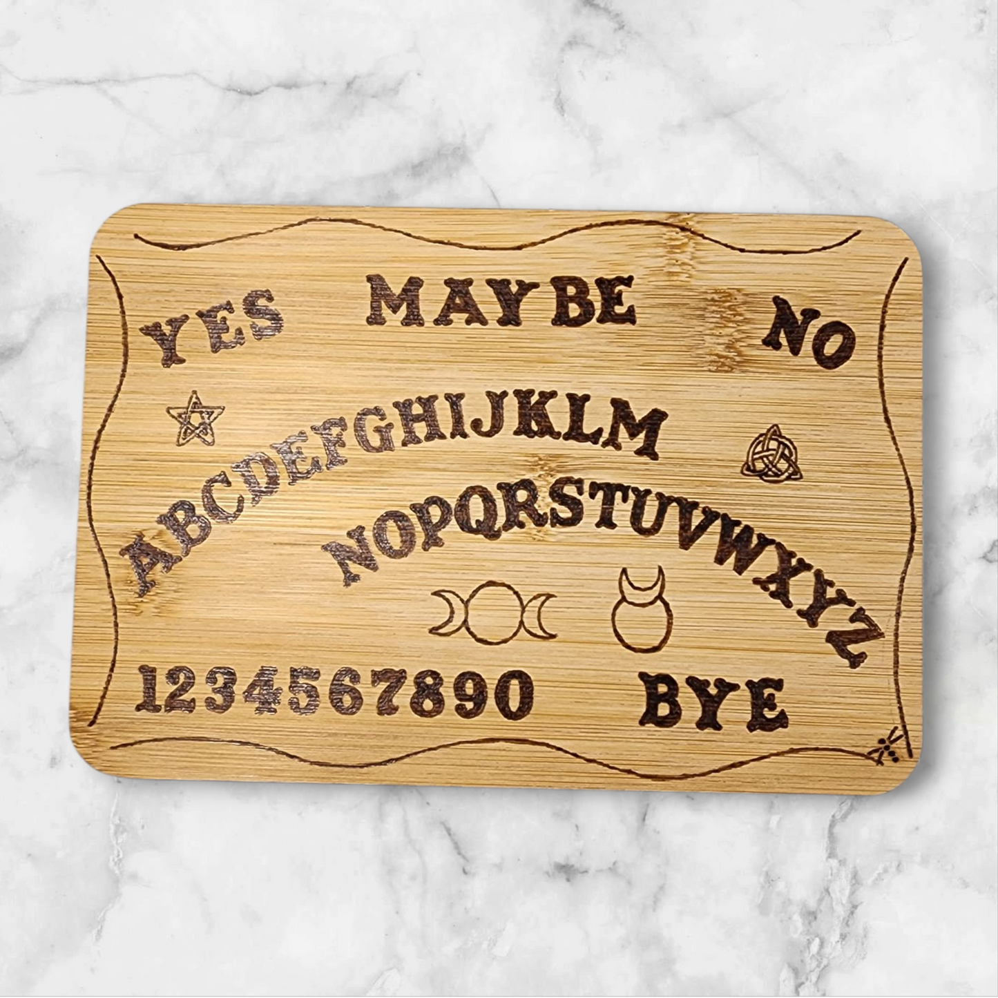 Freehand Woodburned Ouija Board Bamboo Cutting Board