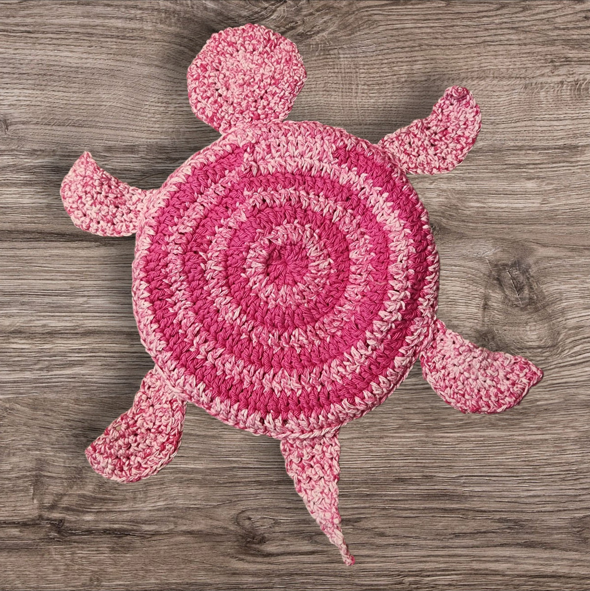Handmade Crochet Floor Turtle (Pink)