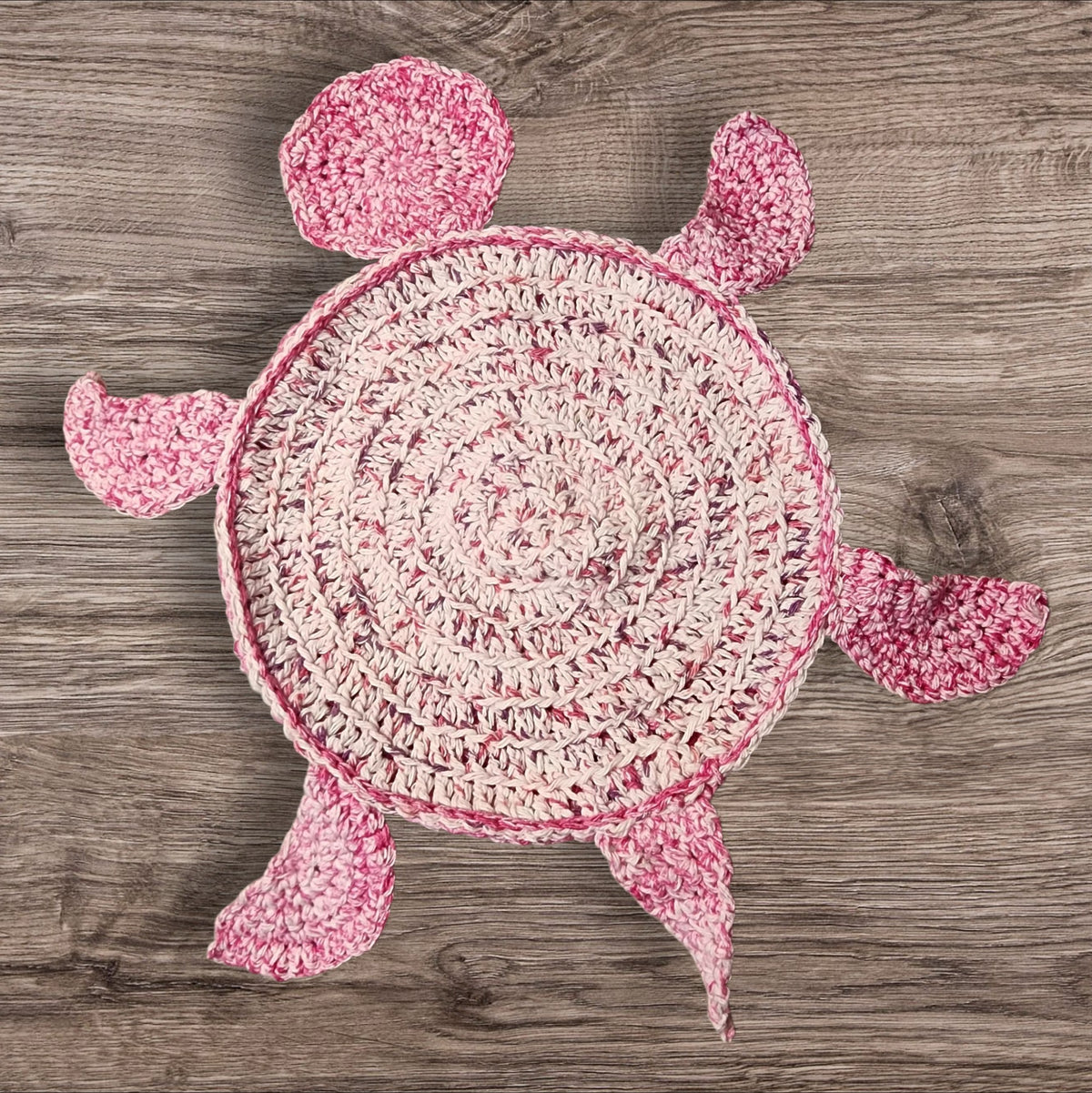 Handmade Crochet Floor Turtle (Pink)
