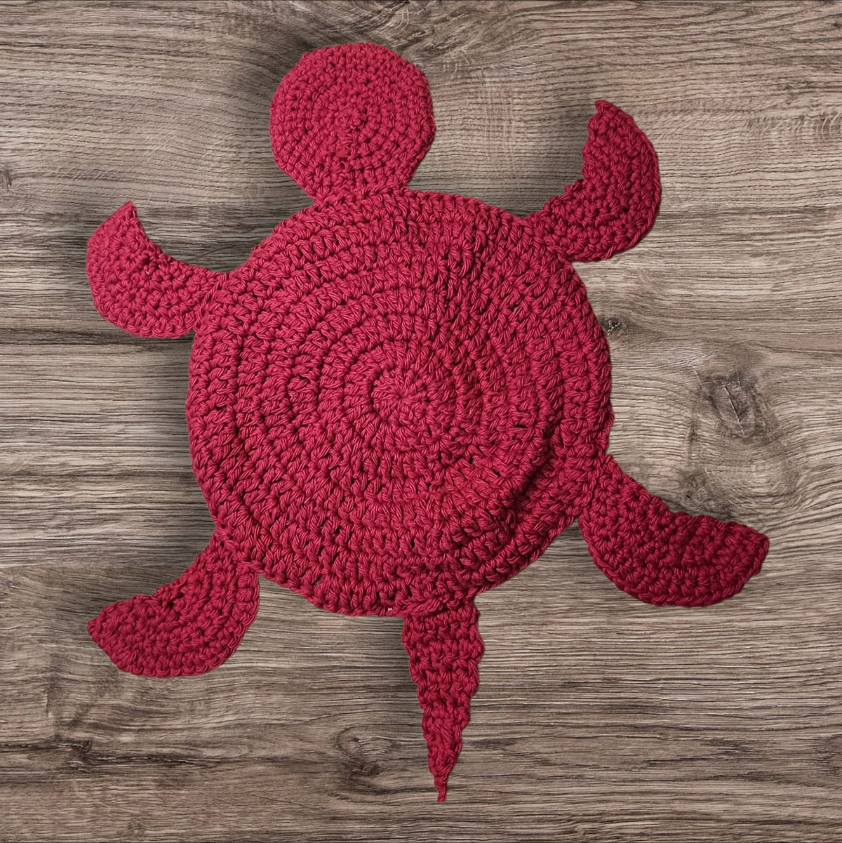 Handmade Crochet Floor Turtle (Pink)